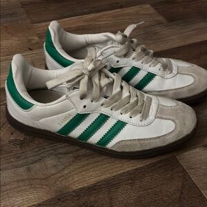 Adidas White and Green Classic Sneakers